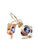 Or rose rouge 14 carats 14k 583 Sapphire des boucles d'oreilles vec017r Russe Soviétique URSS Artisanat vintage Art Deco style